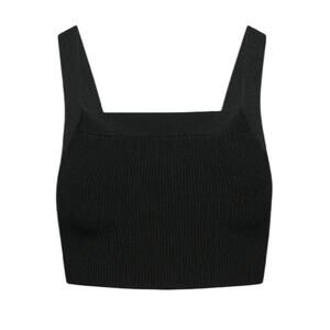 NWOT Babaton Aritzia Sculpt Knit Ribbed Square Neck Black Crop Tank Top Large